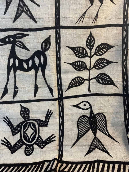 Batik africain motifs animaux et végétation - 