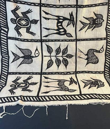 Batik africain motifs animaux et végétation - 