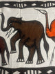 Batik africain mural aux éléphants et héron rouge - 