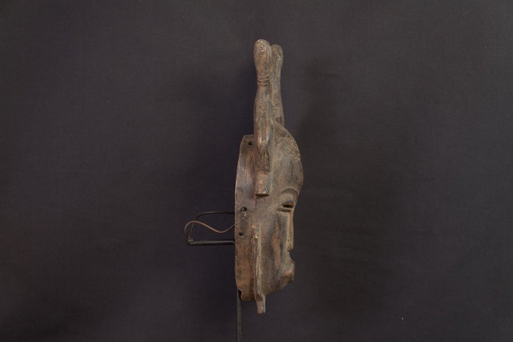 Masque Baoulé à coiffe double d’antilope et bouche tubulaire - 