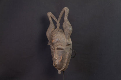 Masque Baoulé à coiffe double d’antilope et bouche tubulaire - 