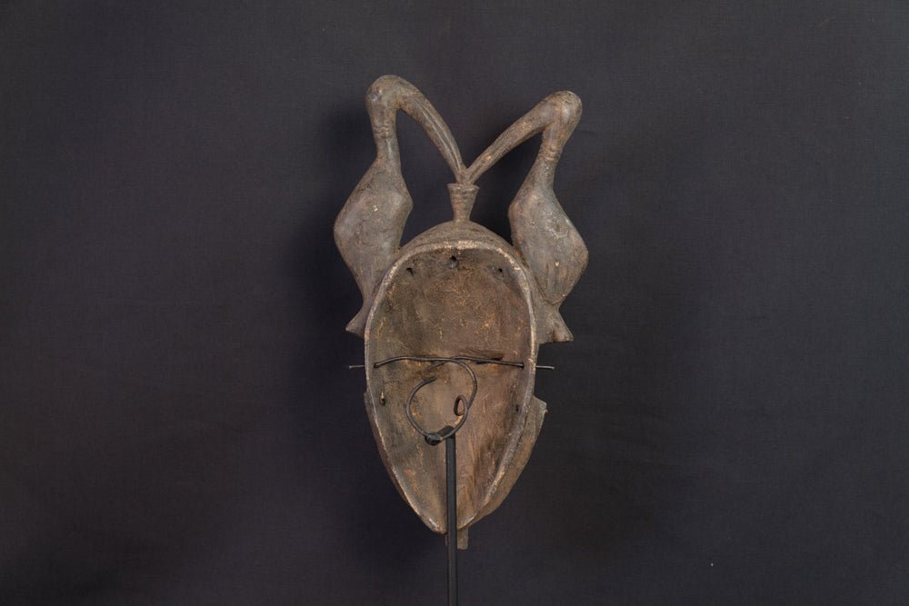 Masque Baoulé à coiffe double d’antilope et bouche tubulaire - 