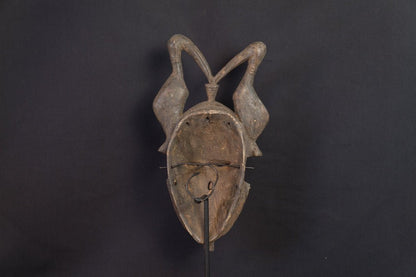Masque Baoulé à coiffe double d’antilope et bouche tubulaire - 