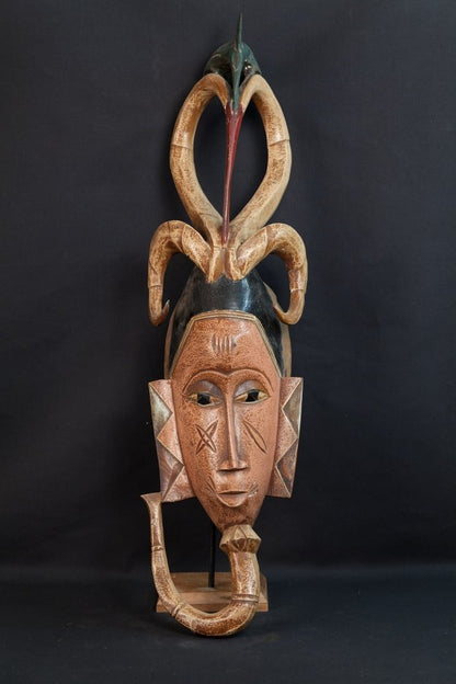 Masque Gouro à coiffe oiseau - 