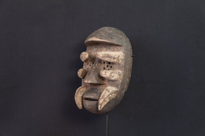 Masque Igbo initiatique circulaire aux cornes recourbées - 