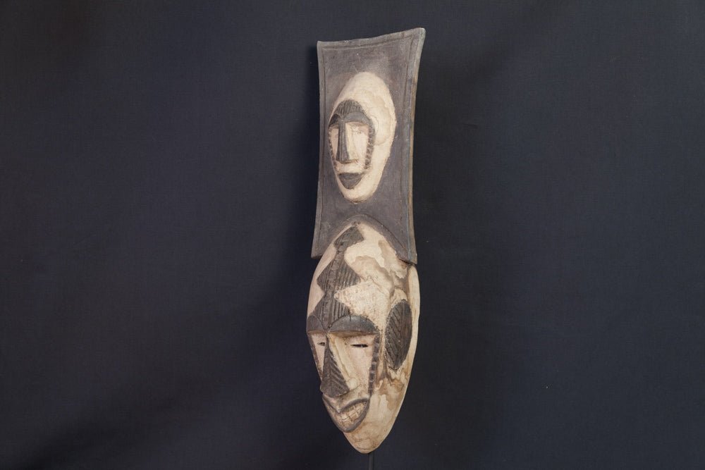 Masque Punu à double visage et kaolin blanc - 