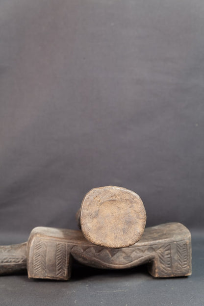 Statue Baoulé féminine à la coiffure torsadée - 
