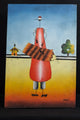 Tableau africain porteur de briques stylisé - 