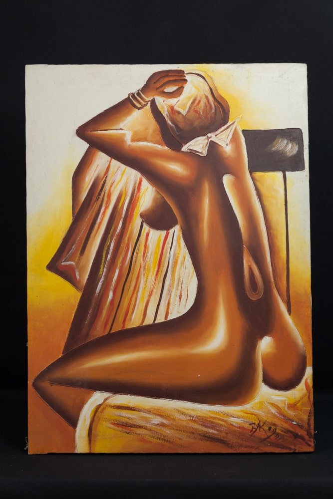 Tableu femme africaine au dos nu stylisé - 