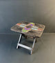 Tabouret africain pliant carré en bois perlé - 