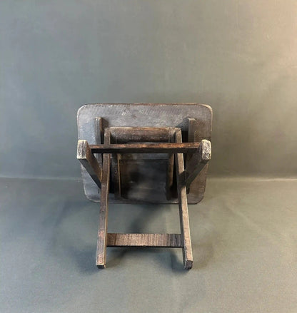Tabouret africain pliant carré en bois perlé - 